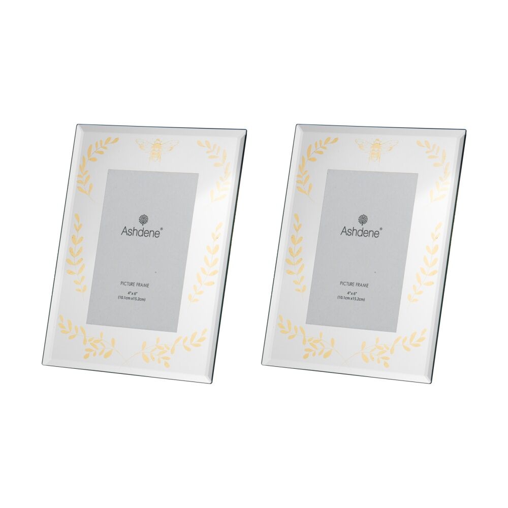 2PK Ashdene Elegant Bee Silver Mirrored Picture Display Photo Frame