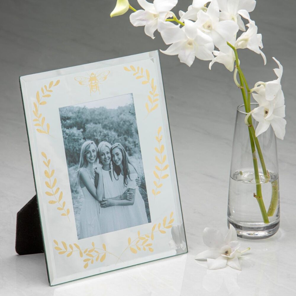 2PK Ashdene Elegant Bee Silver Mirrored Picture Display Photo Frame