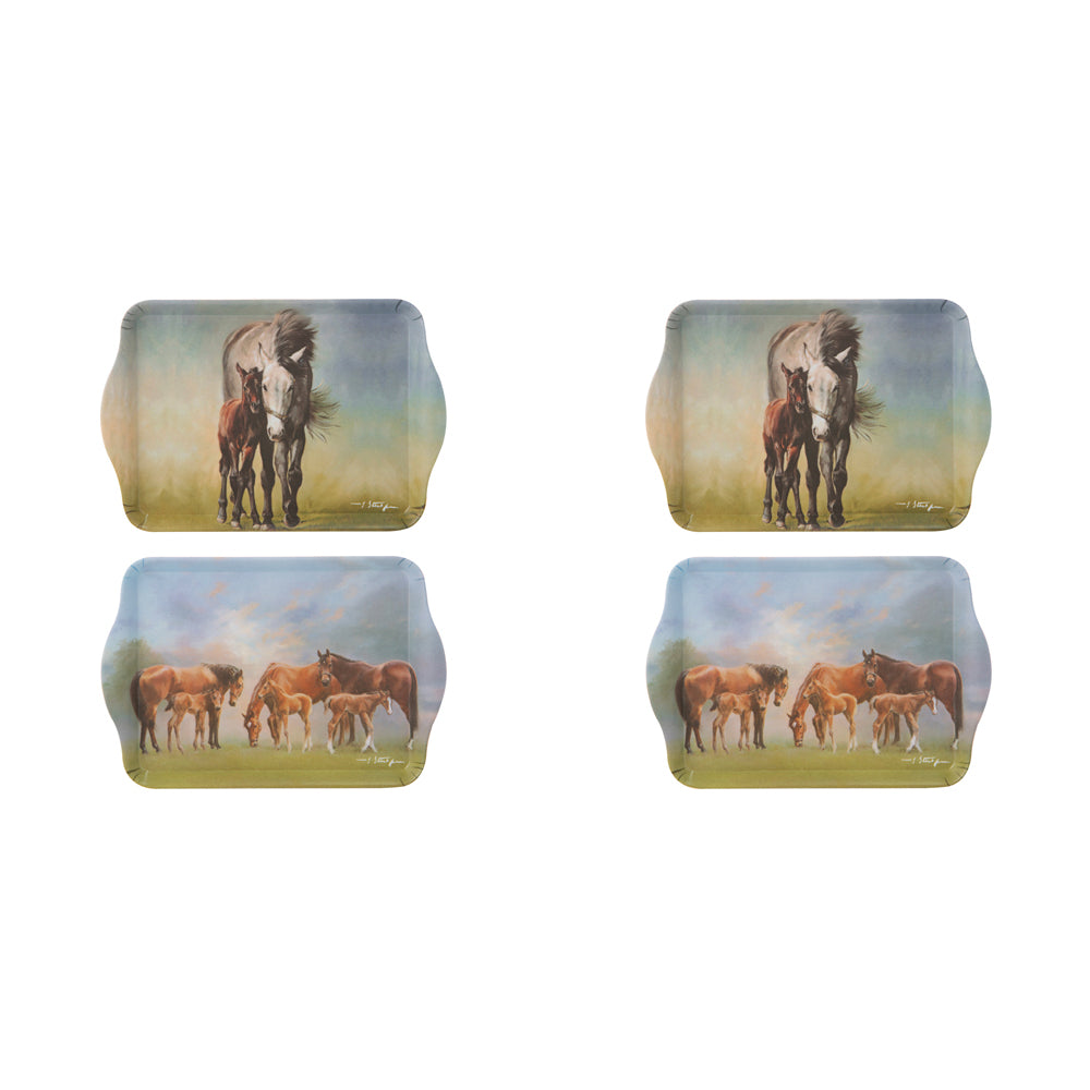 2x 2pc Ashdene Mares & Foals Grey/Paddock Serving Platter Scatter Tray