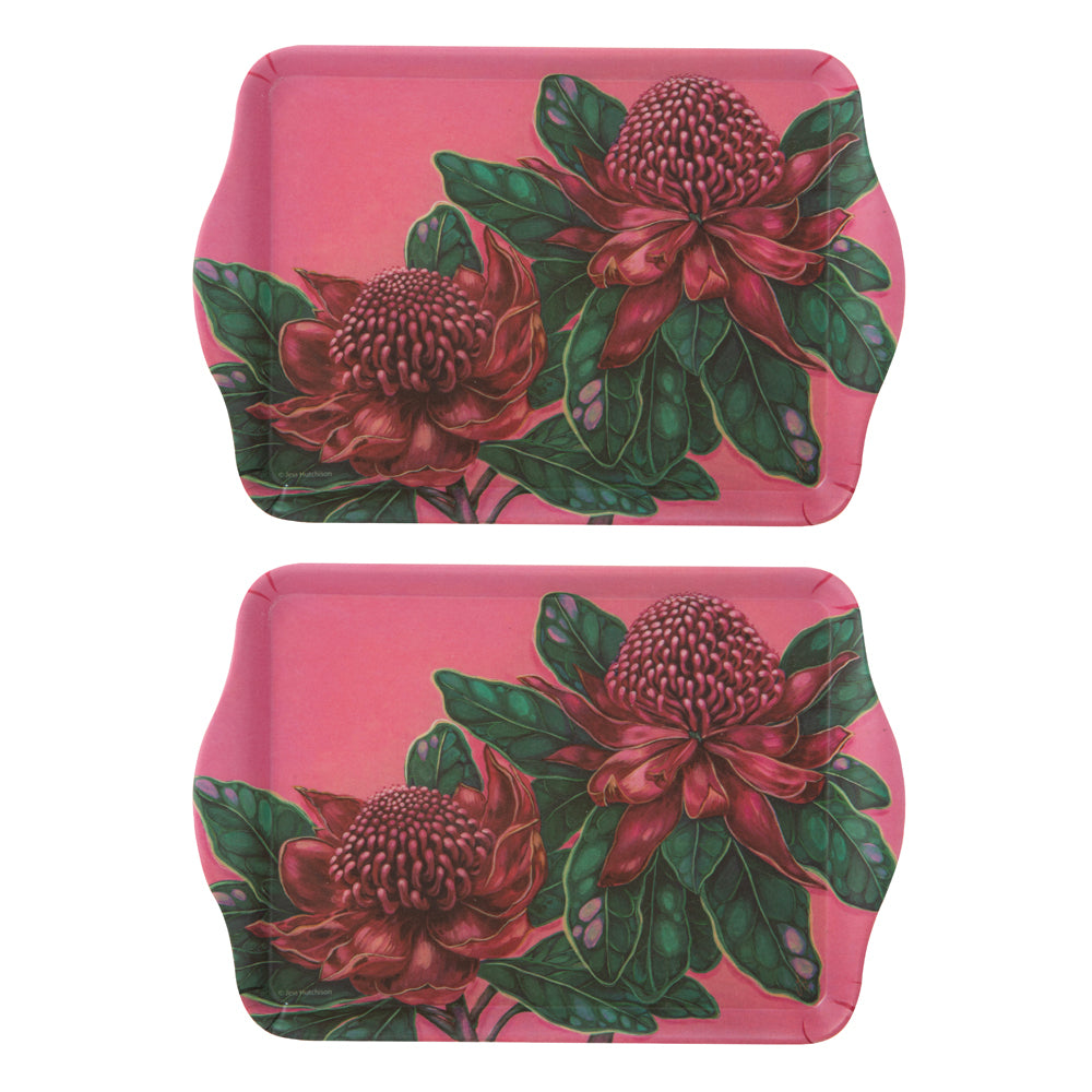 2x 2pc Ashdene Native Flora Waratah Serving Platter Scatter Tray