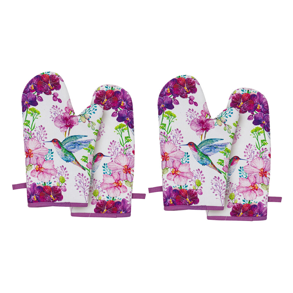 2x 2pc Ashdene Birds & Blooms Oven Mitt Kitchen Cooking 18x32cm