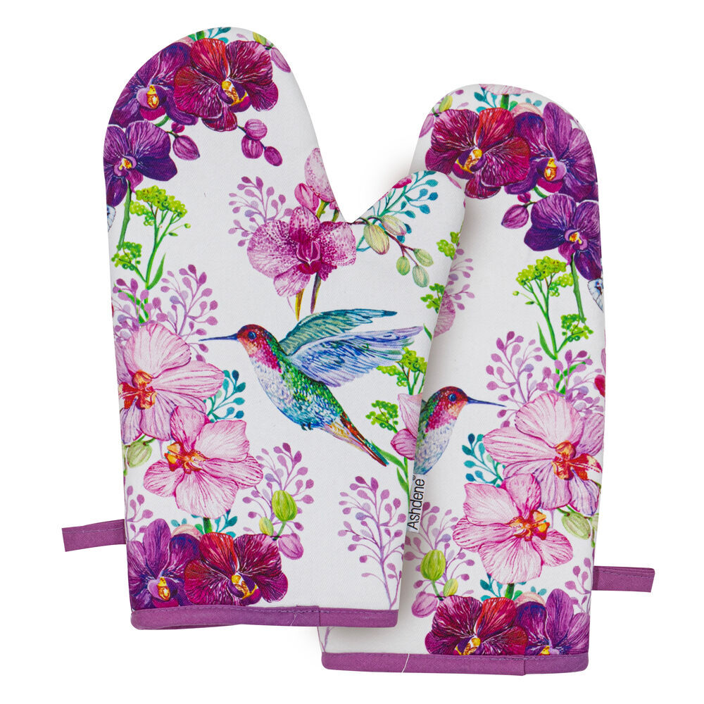 2x 2pc Ashdene Birds & Blooms Oven Mitt Kitchen Cooking 18x32cm