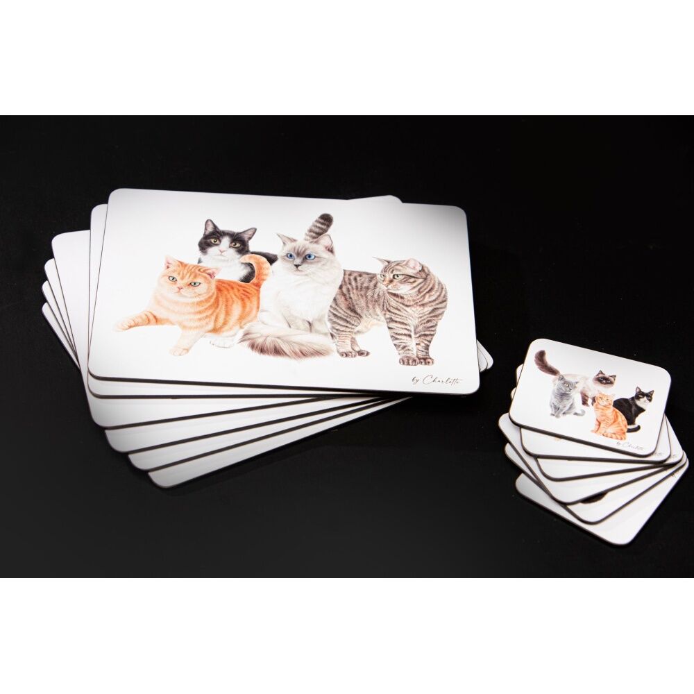 2x 6pc Ashdene Purrrfect Moments Placemat 29x21.5cm - White