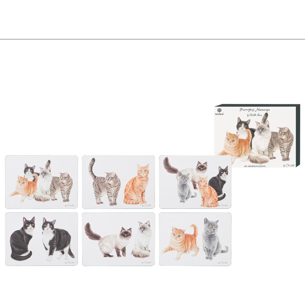 2x 6pc Ashdene Purrrfect Moments Placemat 29x21.5cm - White