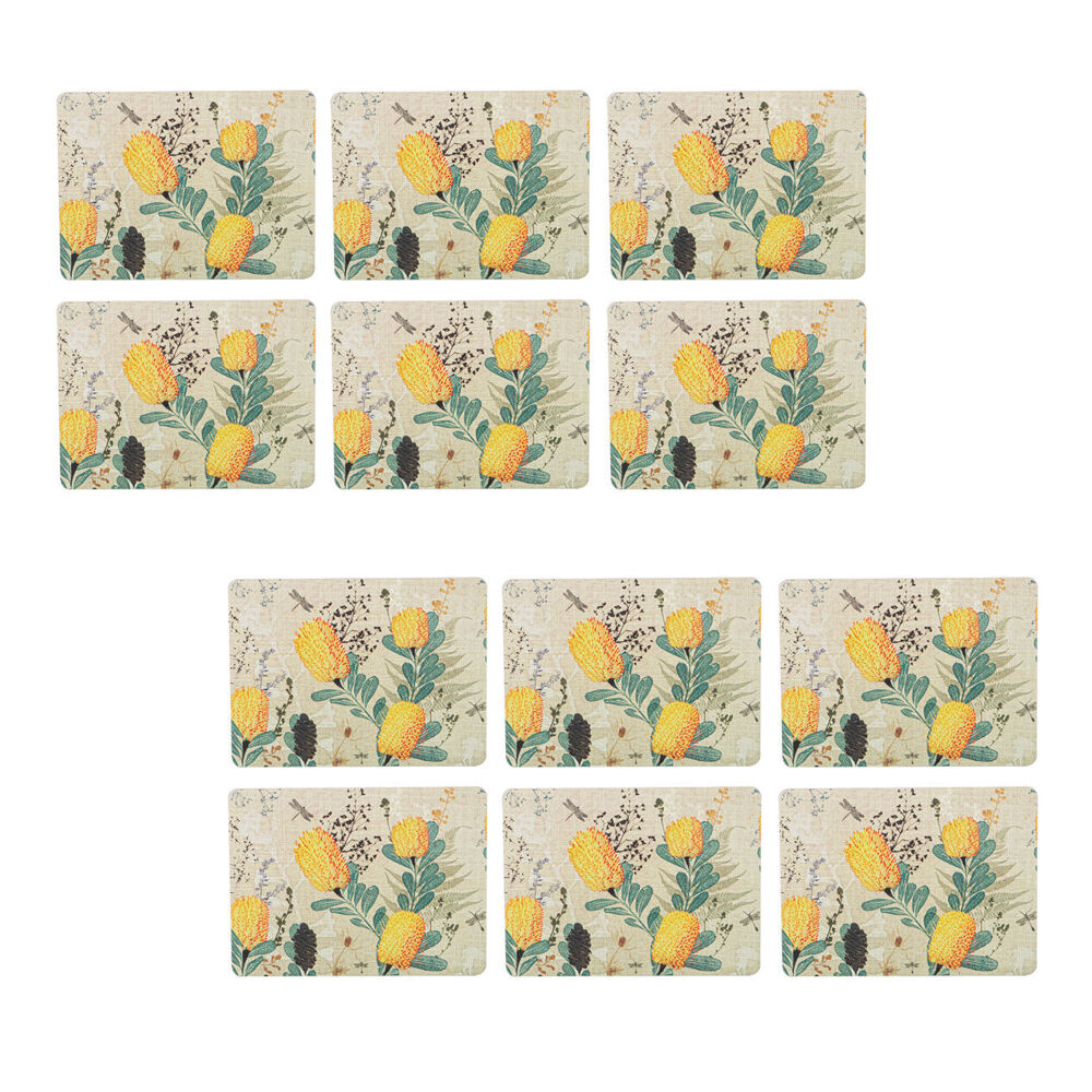 2x 6pc Ashdene Golden Banksia Placemat Tableware Set 29x21.5cm