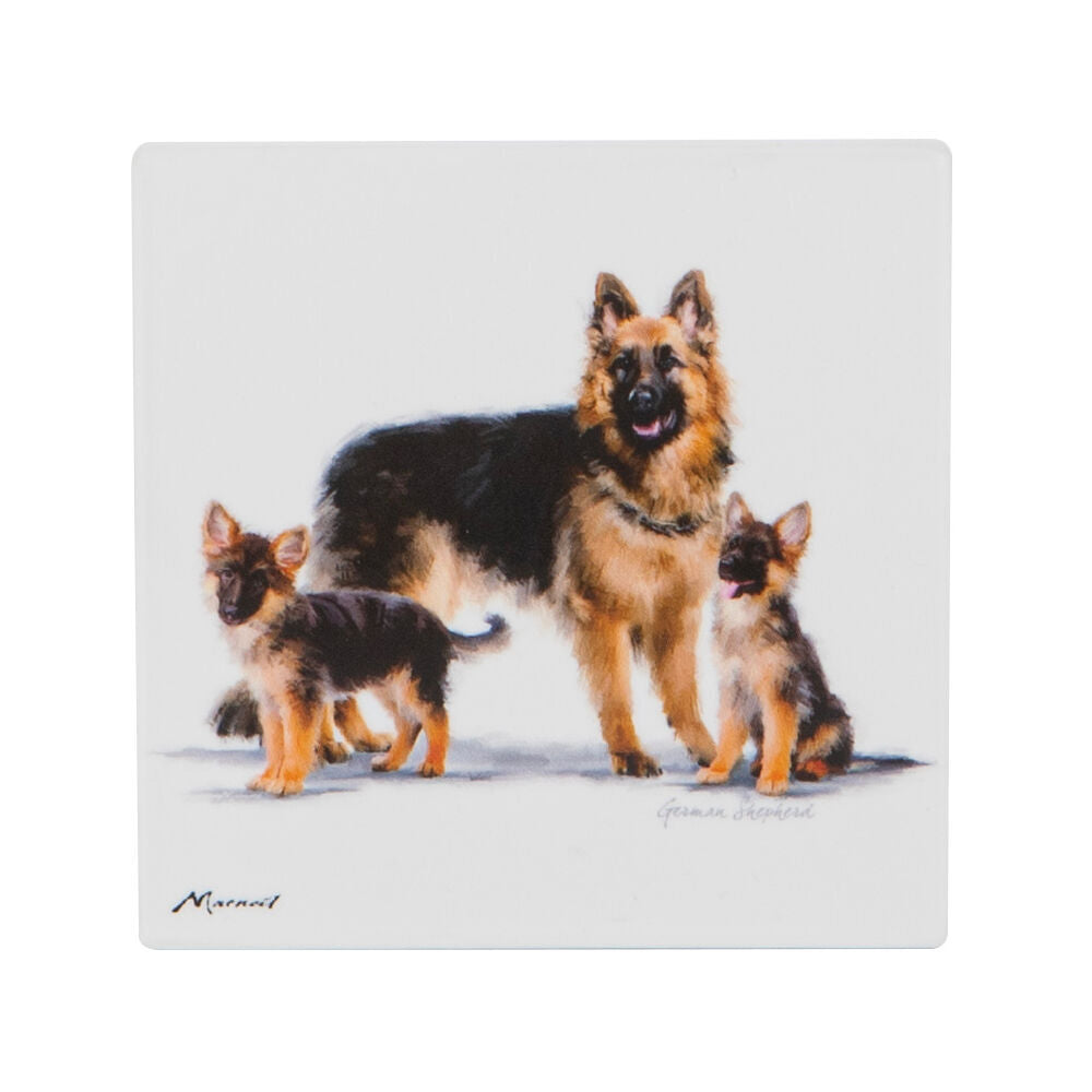 12PK Ashdene Puppy Love German Shepherd Ceramic Coaster Square 10x10cm