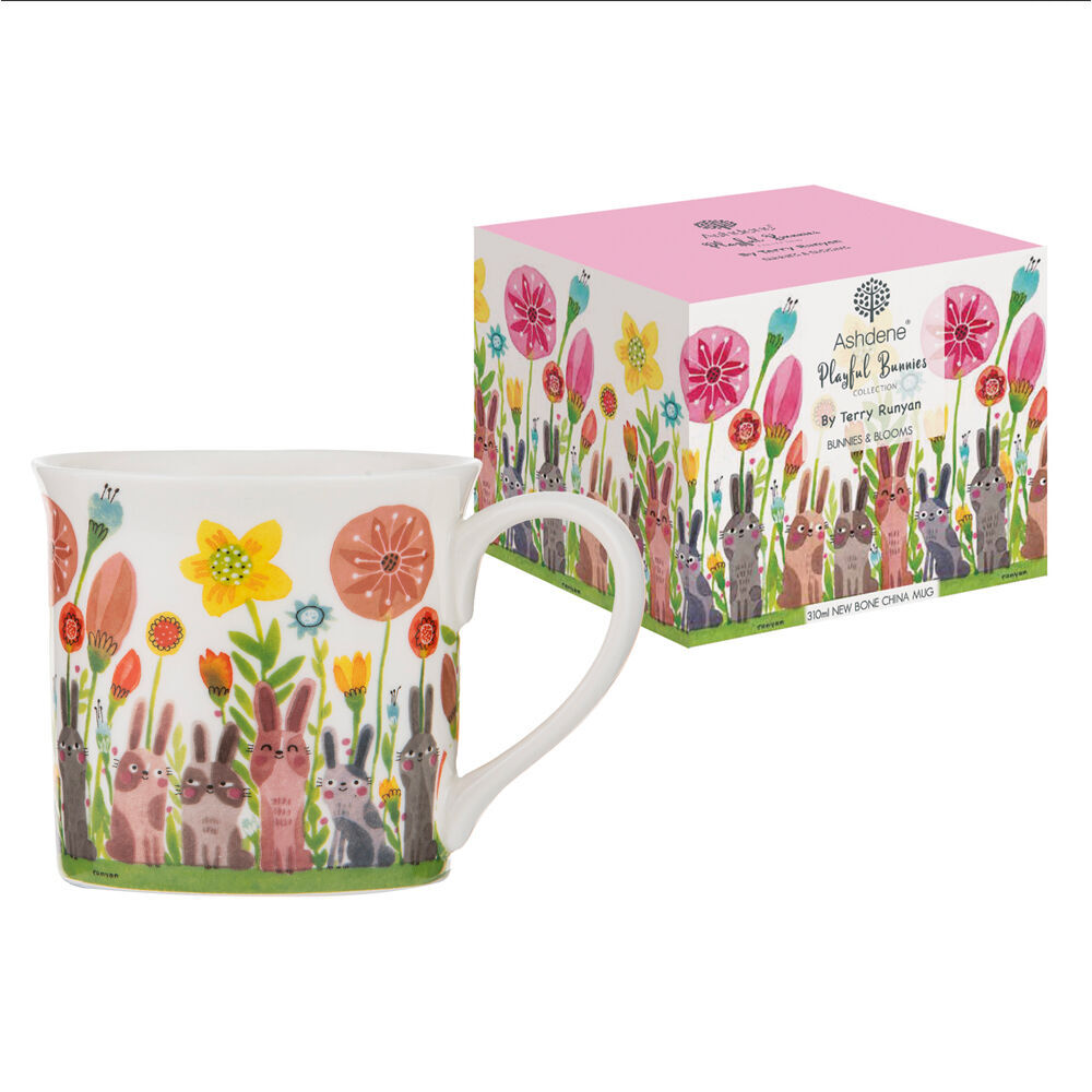 4PK Ashdene Playful Bunnies Beverage Mug Drinkware Assorted