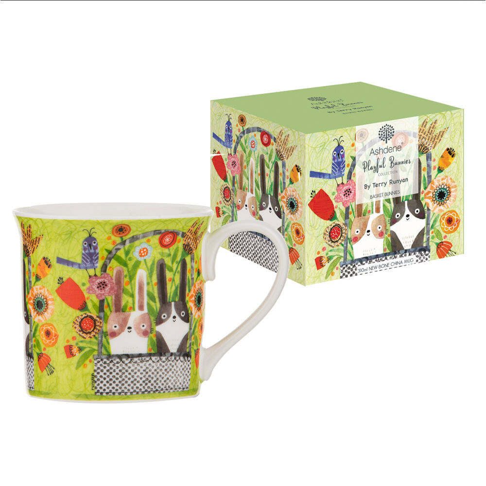 4PK Ashdene Playful Bunnies Beverage Mug Drinkware Assorted