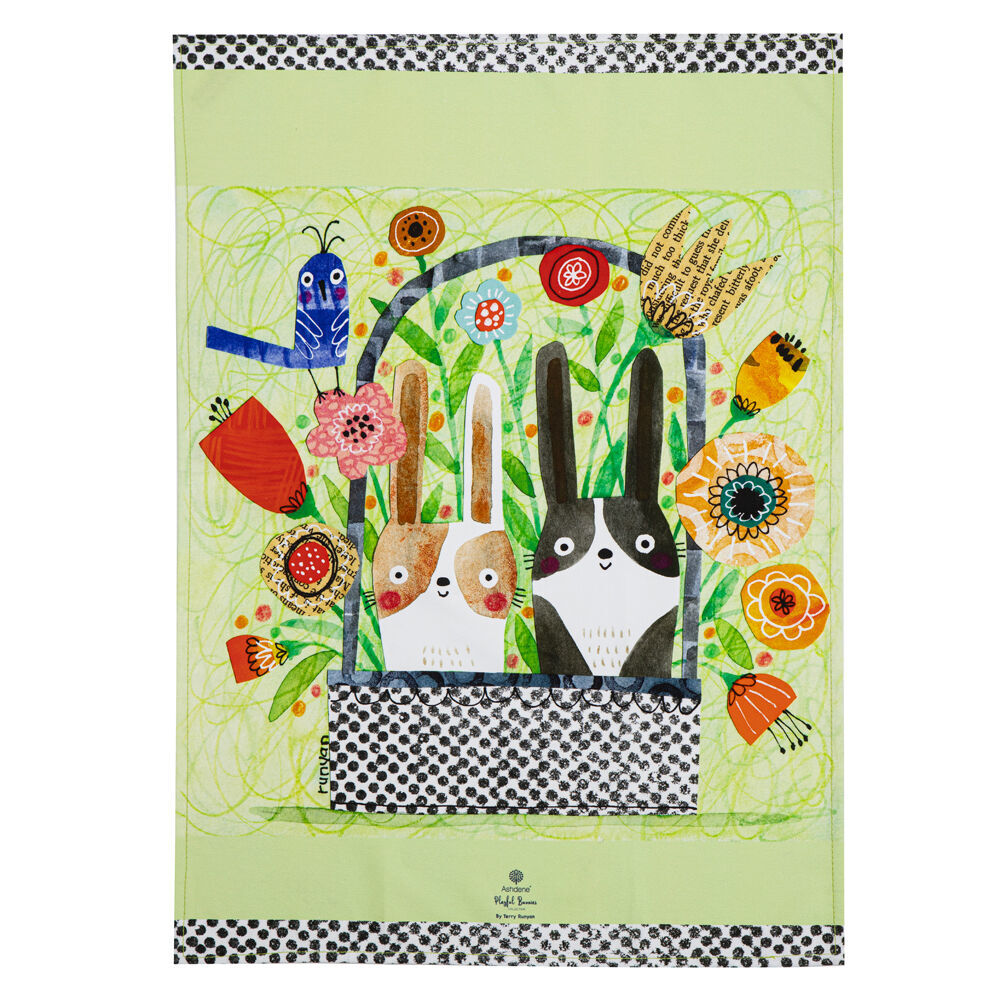 2x 2pc Ashdene Playful Bunnies Kitchen Towel Cloth 50x70cm