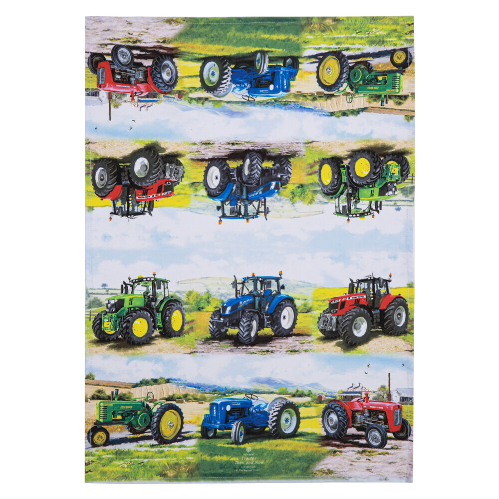 2x 2pc Ashdene Tractors Then/Now Kitchen Tea Towel 50x70cm - White