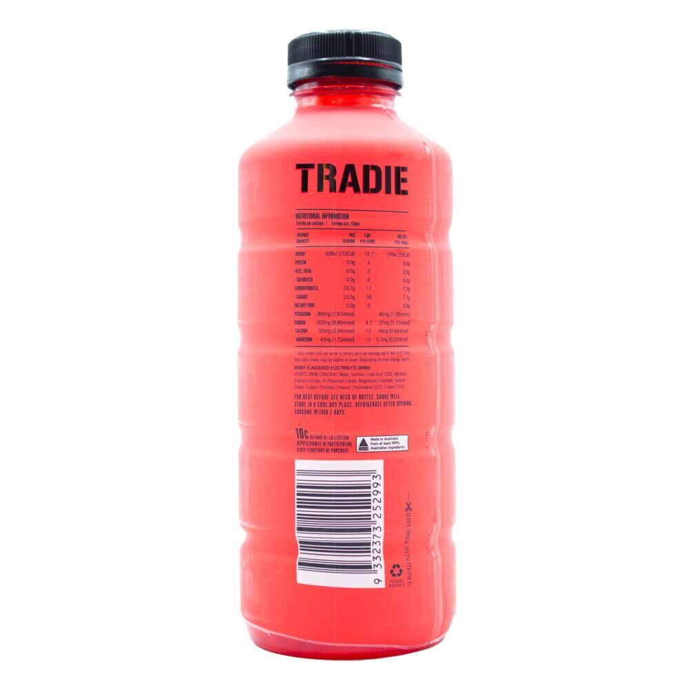 12PK Tradie Electrolytes 750ml Sports Beverage Drink - Bricky Berry
