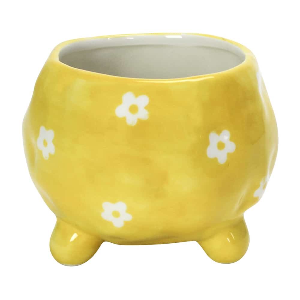 4PK Annabel Trends Ceramic Planter Flower Pot 8.5x10cm - Daisy Yellow