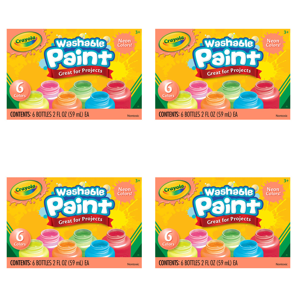24pc Crayola Kids/Childrens Creative Washable Paint - Neon 36m+