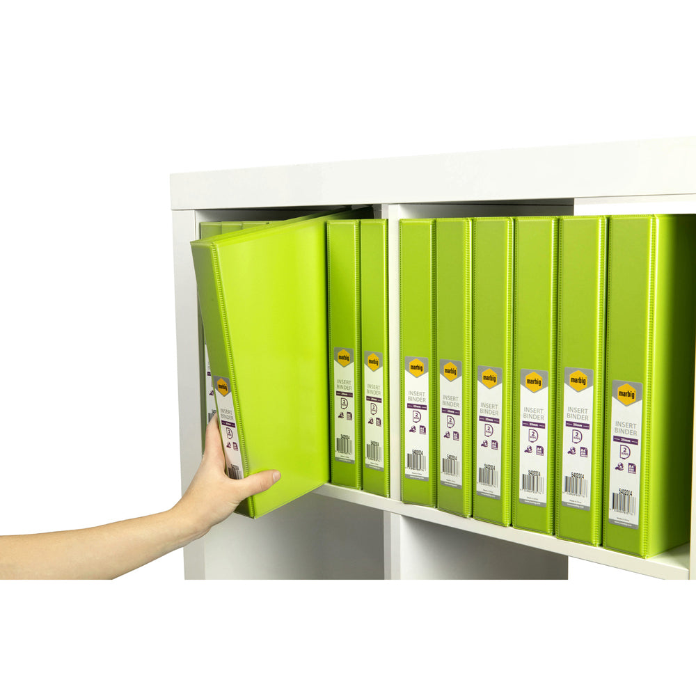 6PK Marbig PP Clearview 2 D-Ring 25mm A4 Insert Binder File Organiser - Lime