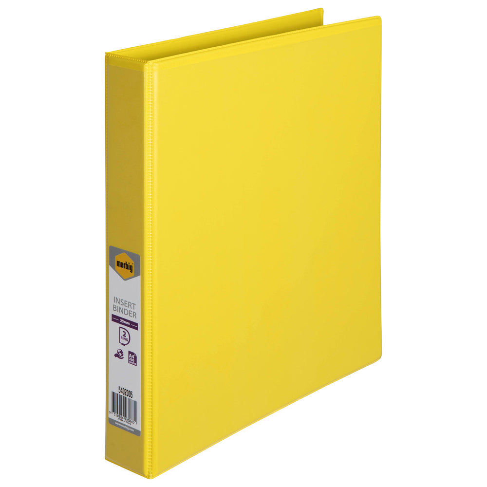 6PK Marbig PP Clearview 2 D-Ring 25mm A4 Insert Binder File Organiser - Yellow