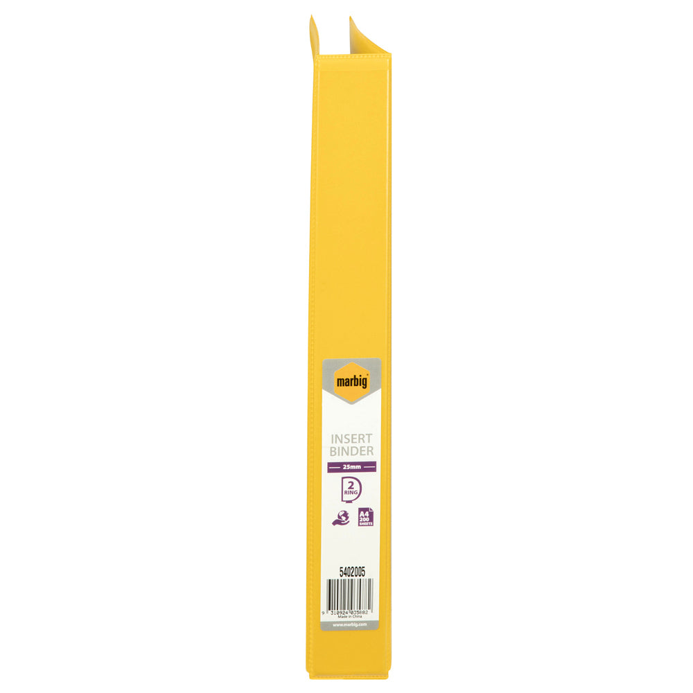 6PK Marbig PP Clearview 2 D-Ring 25mm A4 Insert Binder File Organiser - Yellow