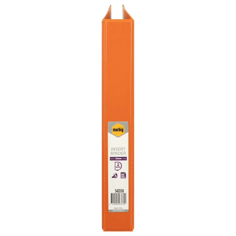 6PK Marbig PP Clearview 2 D-Ring 25mm A4 Insert Binder File Organiser - Orange