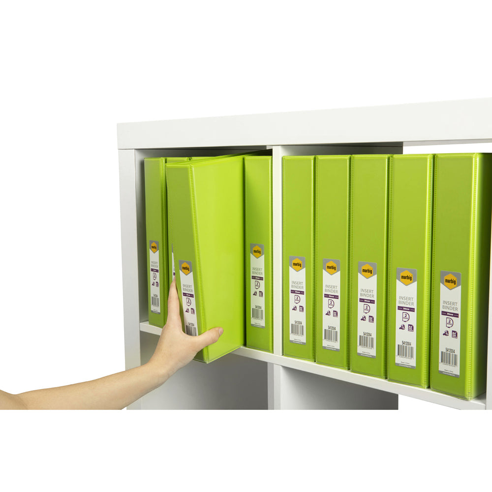 6PK Marbig PP Clearview 2 D-Ring 38mm A4 Insert Binder File Organiser - Lime