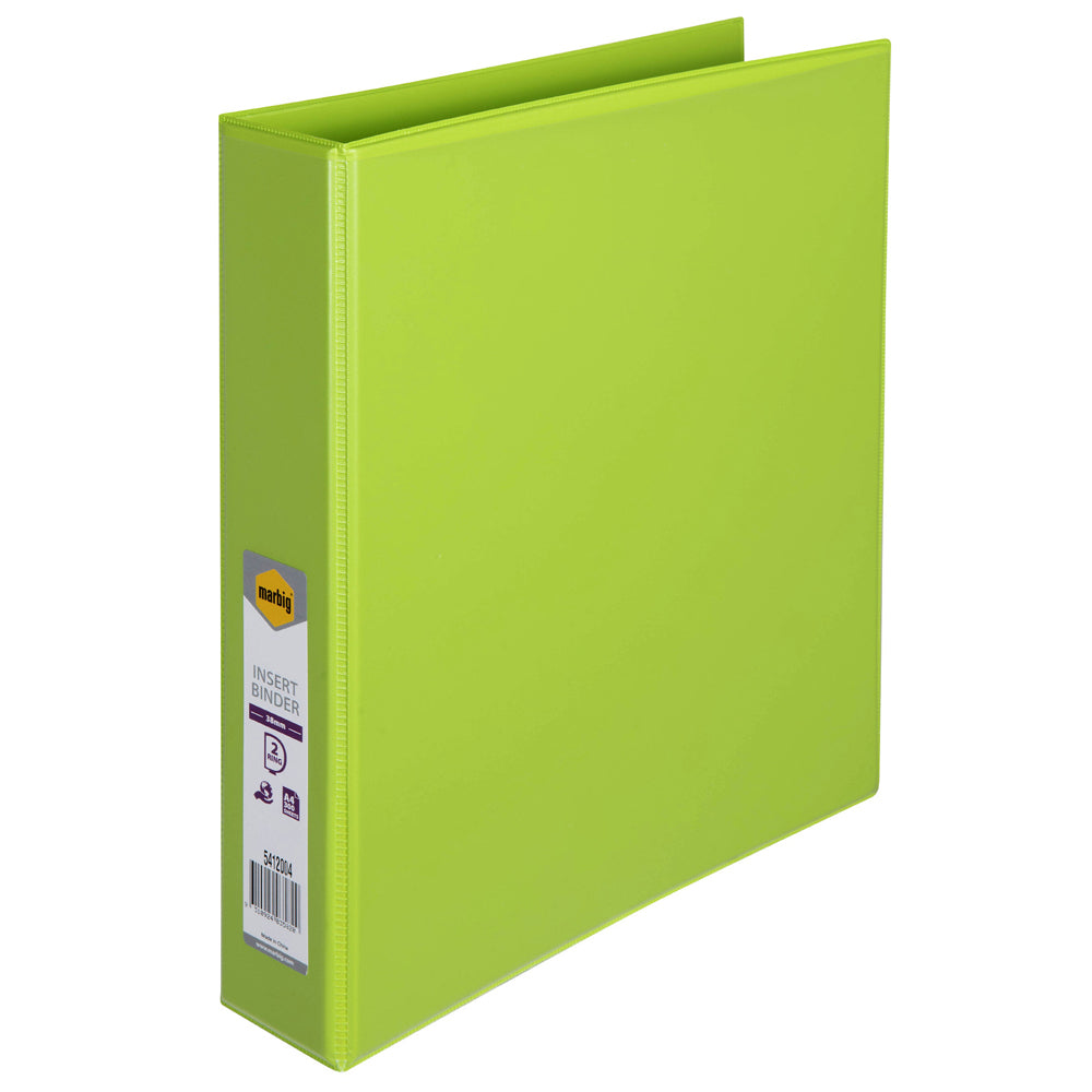 6PK Marbig PP Clearview 2 D-Ring 38mm A4 Insert Binder File Organiser - Lime