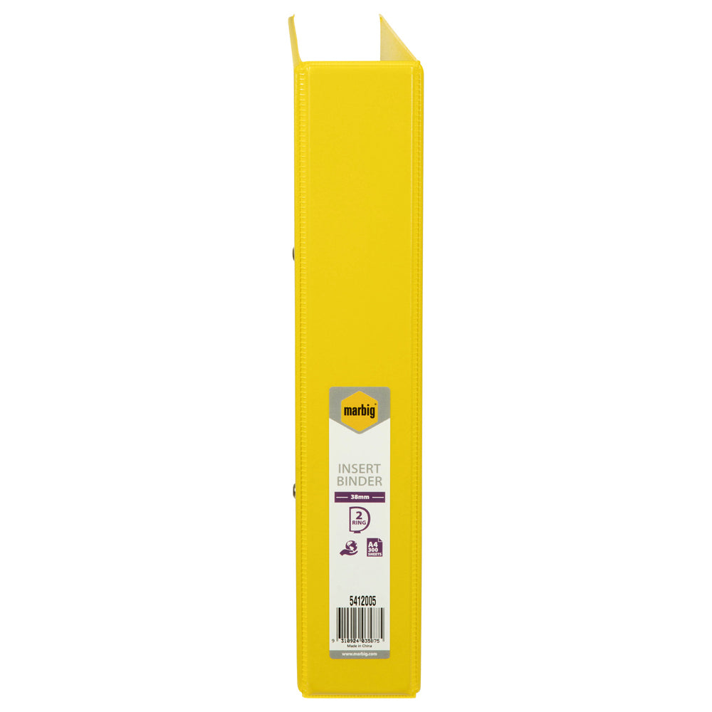 6PK Marbig PP Clearview 2 D-Ring 38mm A4 Insert Binder File Organiser - Yellow