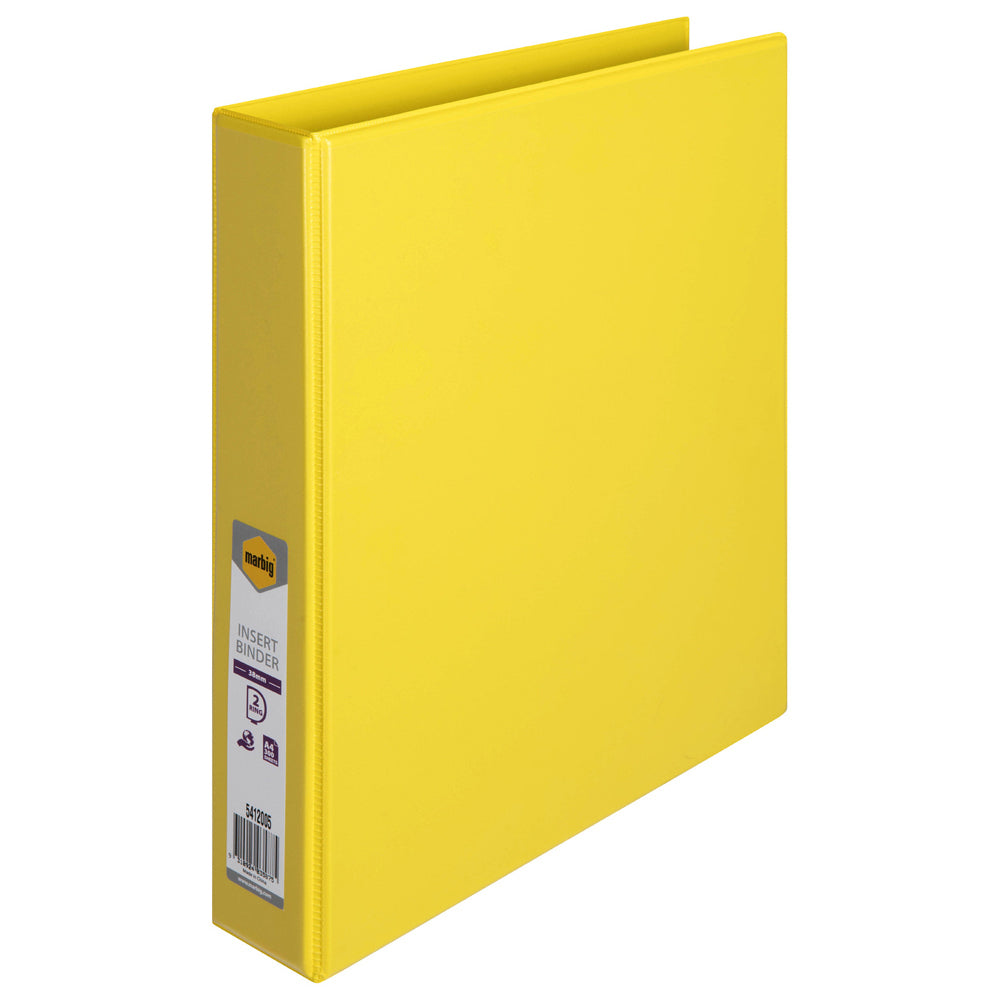6PK Marbig PP Clearview 2 D-Ring 38mm A4 Insert Binder File Organiser - Yellow