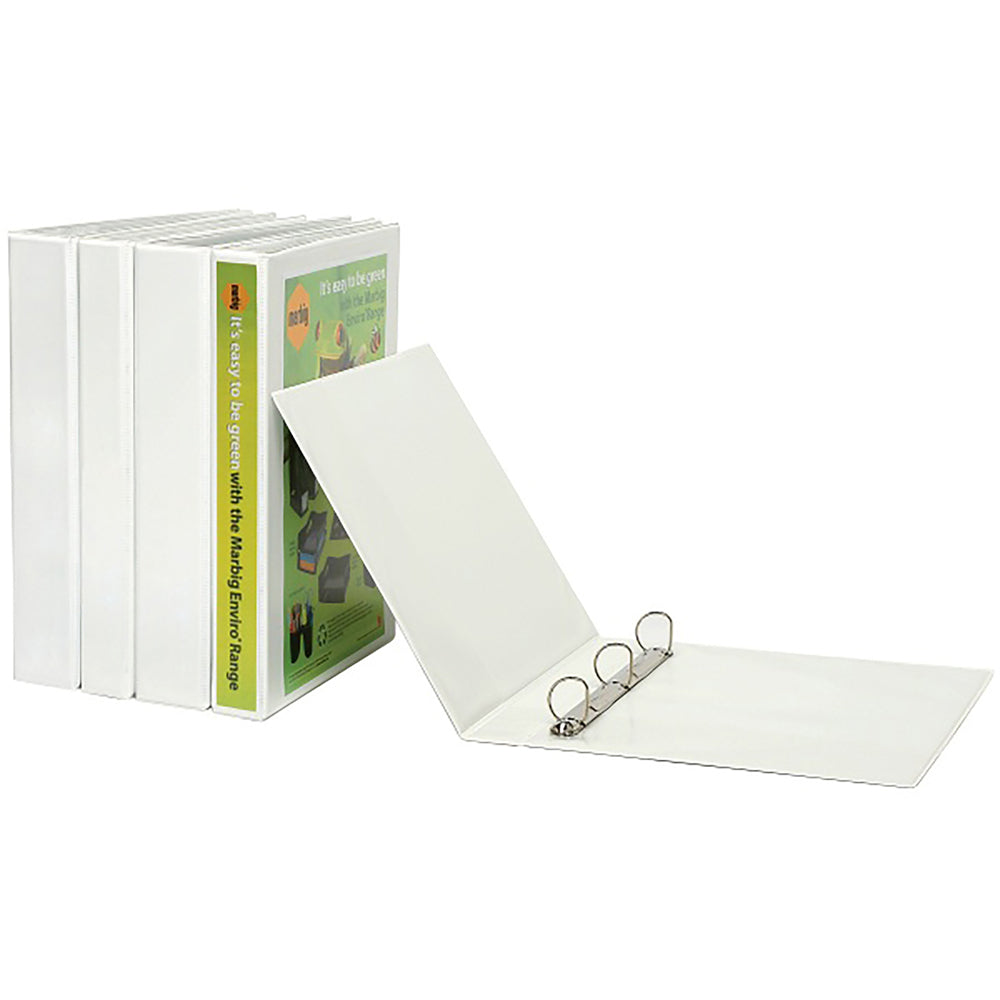 5PK Marbig PP Clearview 3 D-Ring 38mm A4 Insert Binder File Organiser - White