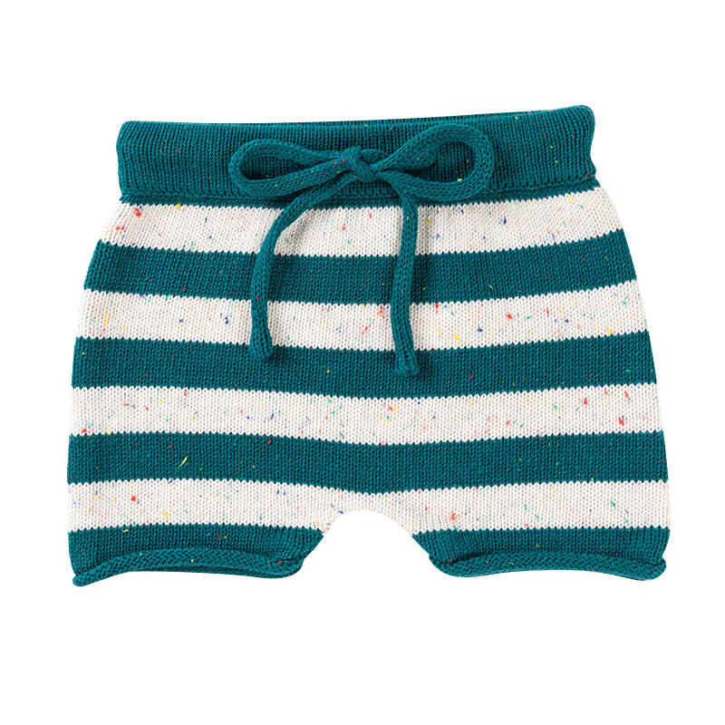 Ponchik Cotton Shorts Peacock Speckle Stripe Knit Size 5y