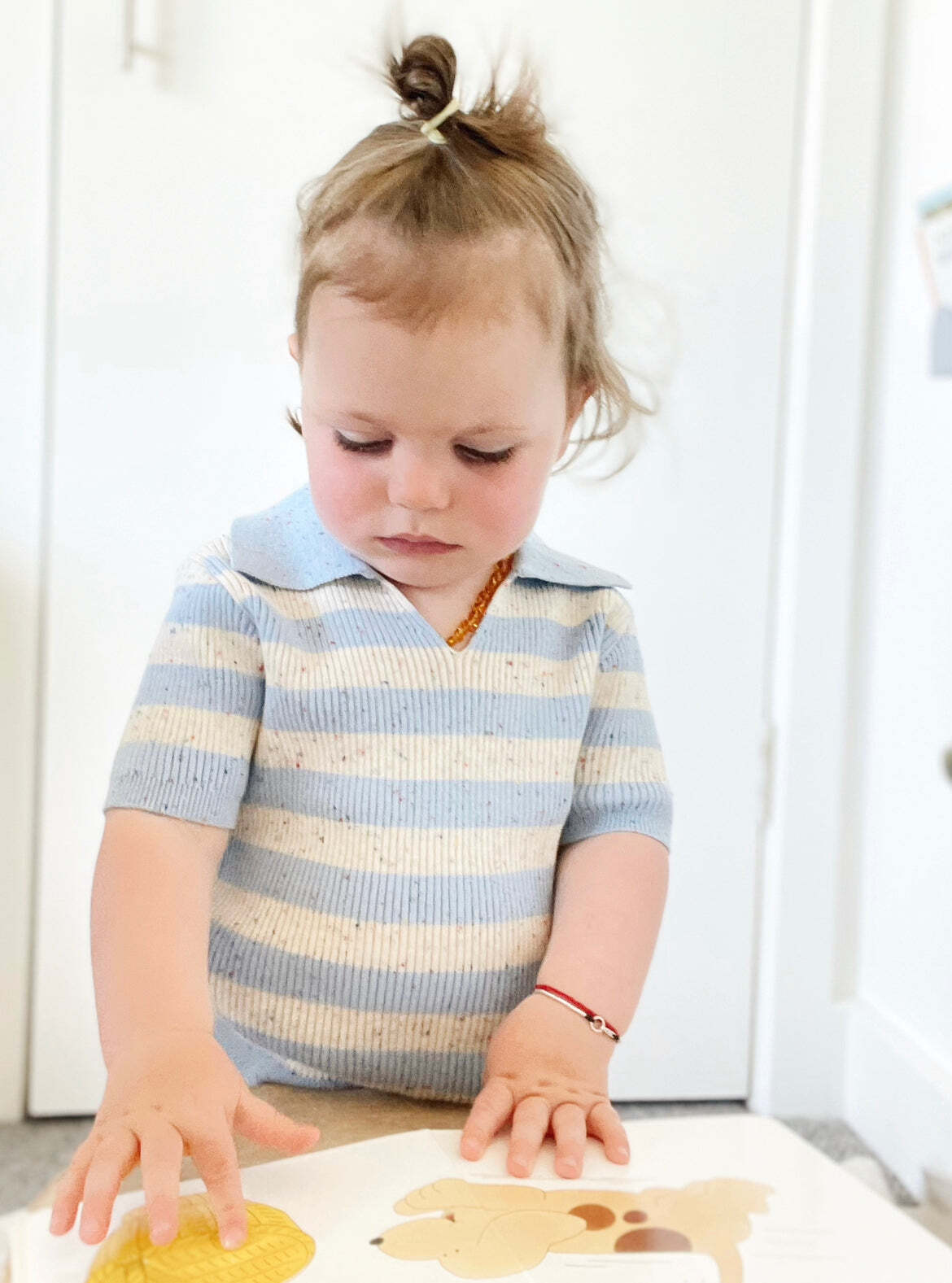 Ponchik Cotton Polo Ocean Speckle Stripe Knit Size 12-18m