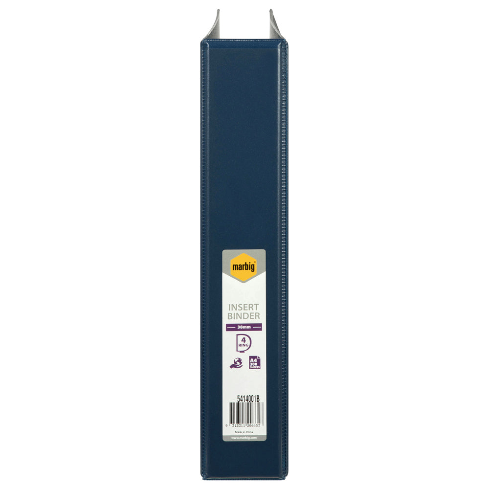 3PK Marbig Clearview 4 D-Ring Insert Binder A4 File Organiser 38mm - Blue