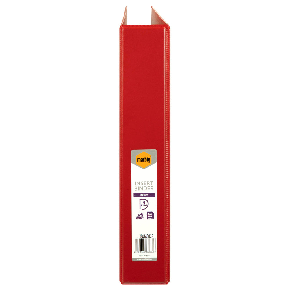 3PK Marbig Clearview 4 D-Ring Insert Binder A4 File Organiser 38mm - Red