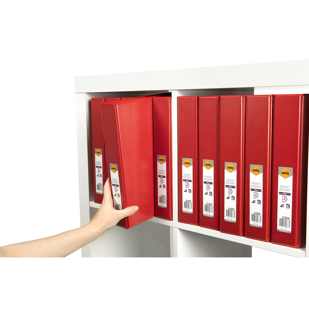 3PK Marbig Clearview 4 D-Ring Insert Binder A4 File Organiser 38mm - Red