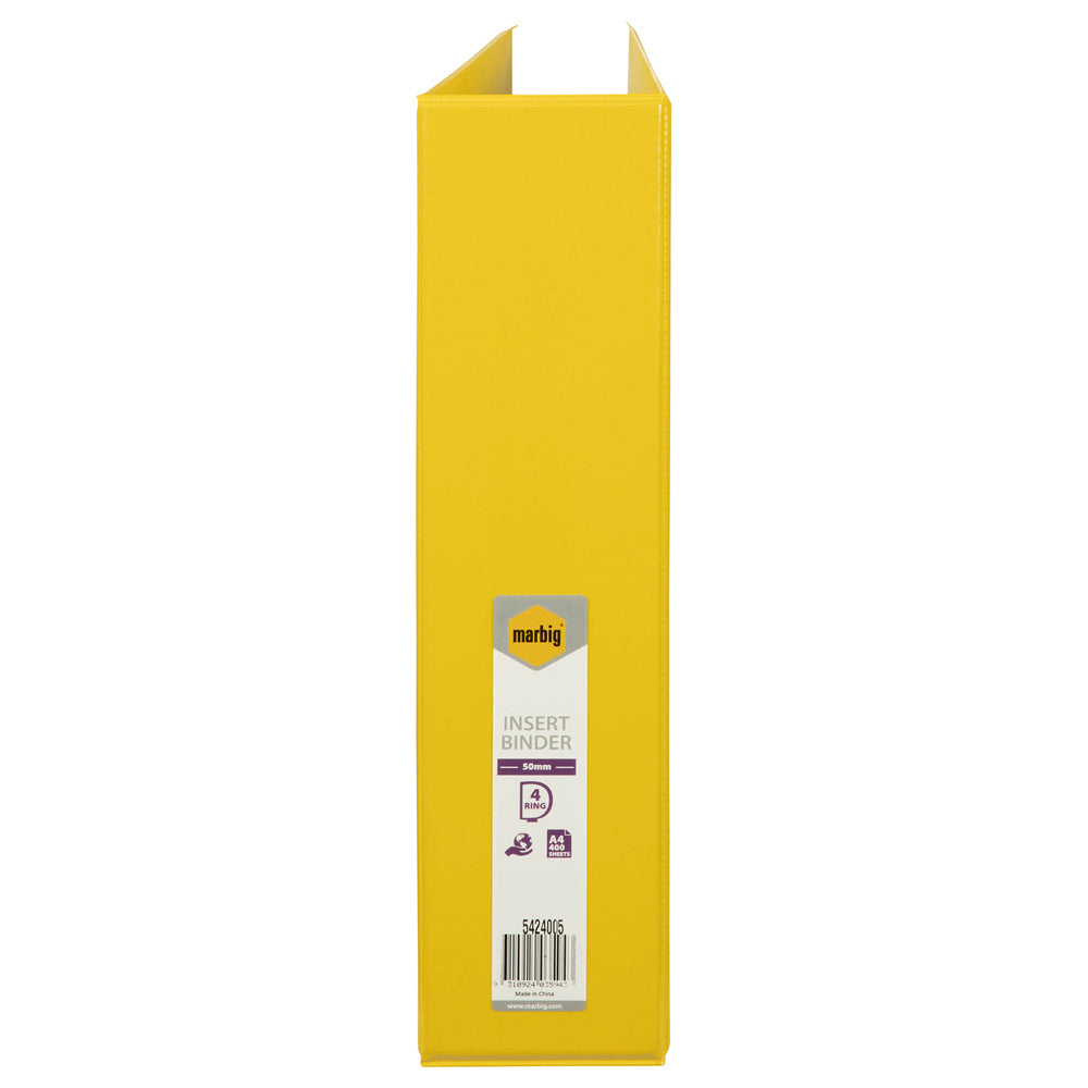 3PK Marbig PP Clearview 4 D-Ring 50mm A4 Insert Binder File Organiser - Yellow