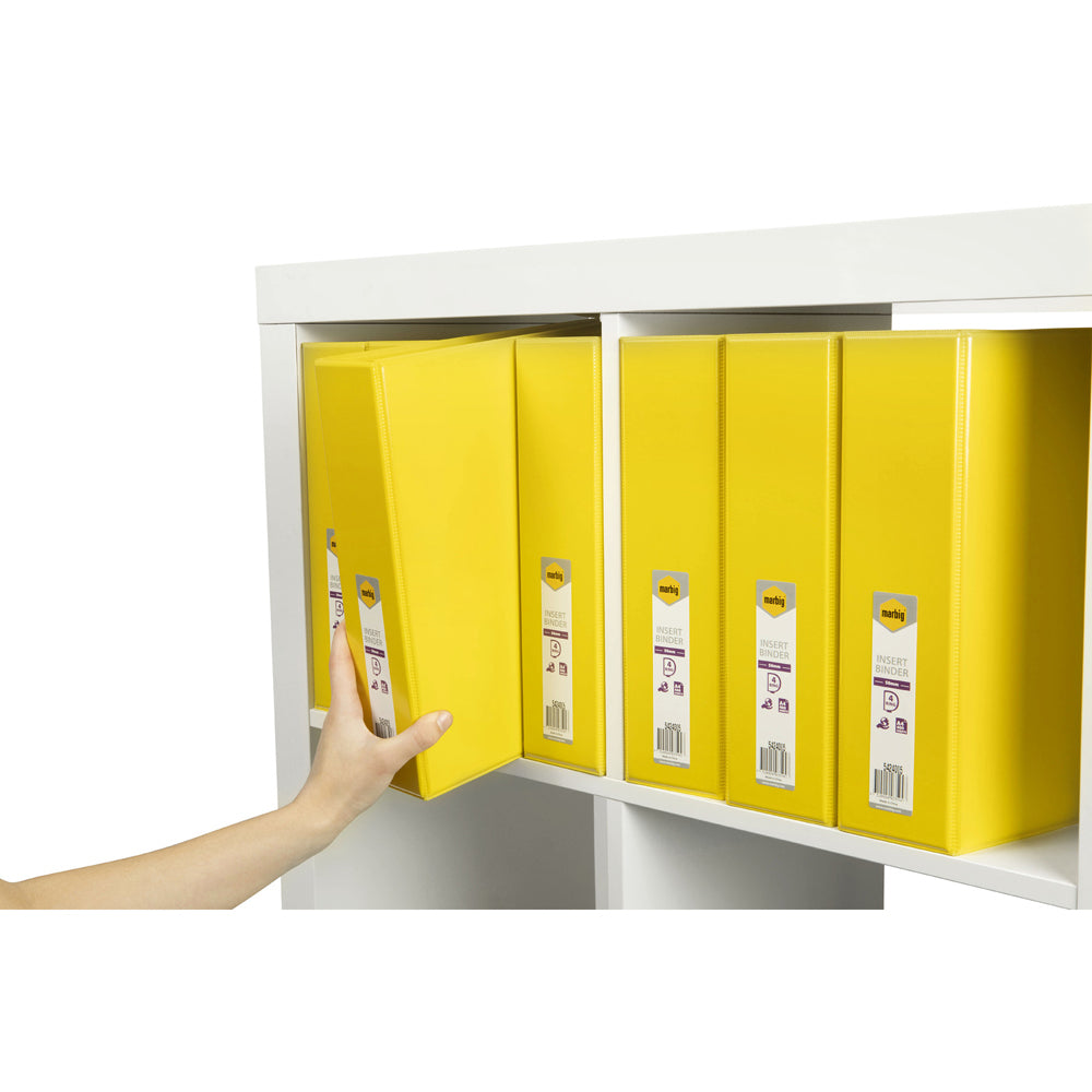 3PK Marbig PP Clearview 4 D-Ring 50mm A4 Insert Binder File Organiser - Yellow