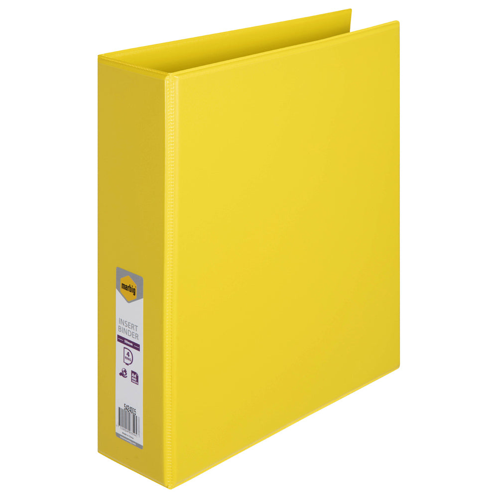 3PK Marbig PP Clearview 4 D-Ring 50mm A4 Insert Binder File Organiser - Yellow