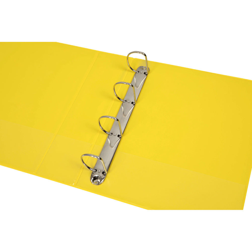 3PK Marbig PP Clearview 4 D-Ring 50mm A4 Insert Binder File Organiser - Yellow