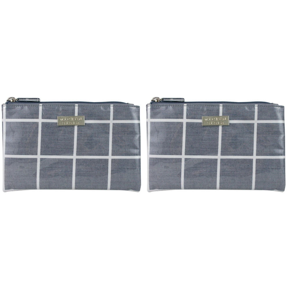2PK Wicked Sista A Perfect Grid Large Flat Purse 21x14cm - Grey