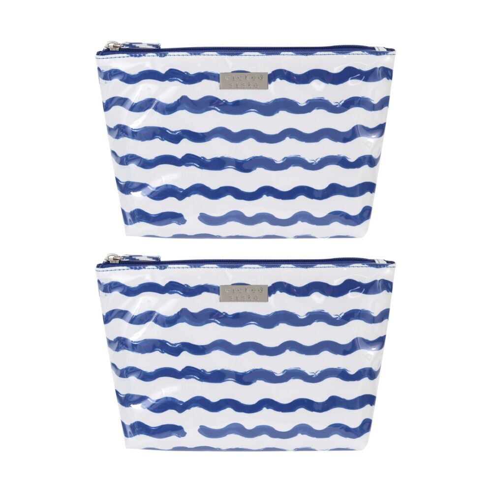 2PK Wicked Sista Wavy Stripe Medium Soft Aline Cosmetic Waterproof Makeup Bag