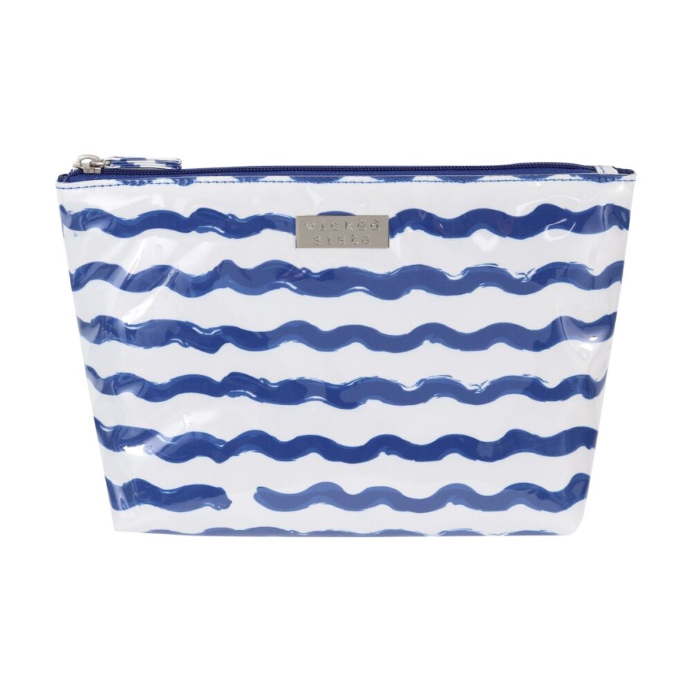 2PK Wicked Sista Wavy Stripe Medium Soft Aline Cosmetic Waterproof Makeup Bag