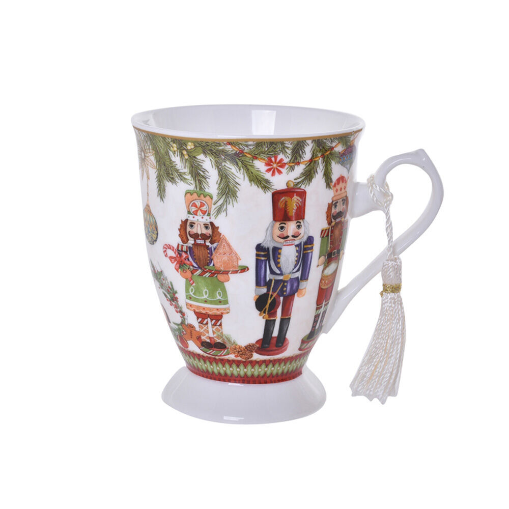 2PK Gibson Gifts Nutcracker Christmas Footed Bone China Drinking Mug 110x125x125mm