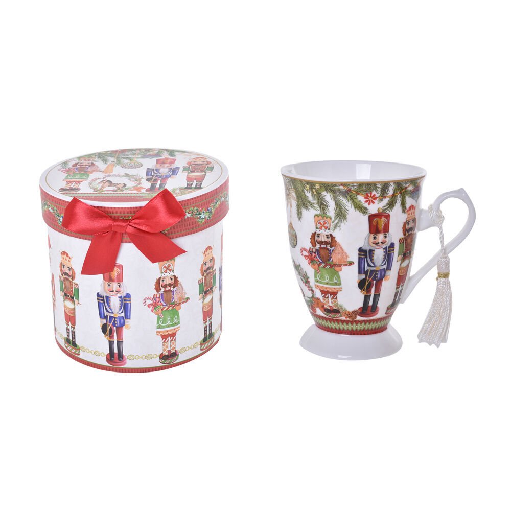 2PK Gibson Gifts Nutcracker Christmas Footed Bone China Drinking Mug 110x125x125mm