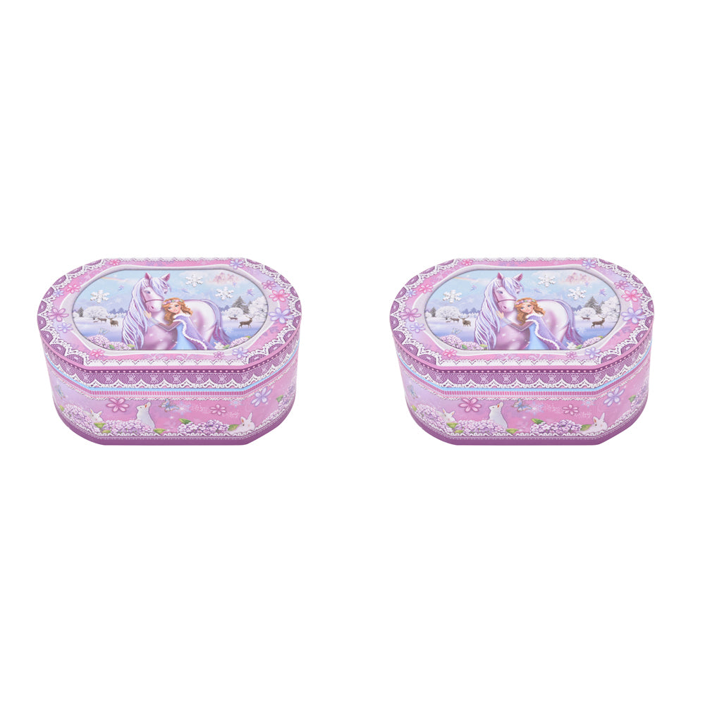 2PK Gibson Gifts Girls Princess Oval Musical Jewelry Box Holder
