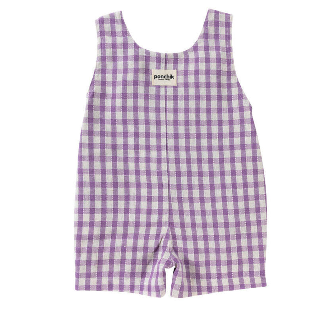 Ponchik Cotton Dungaree Overalls Lilac Gingham Size 3-6m