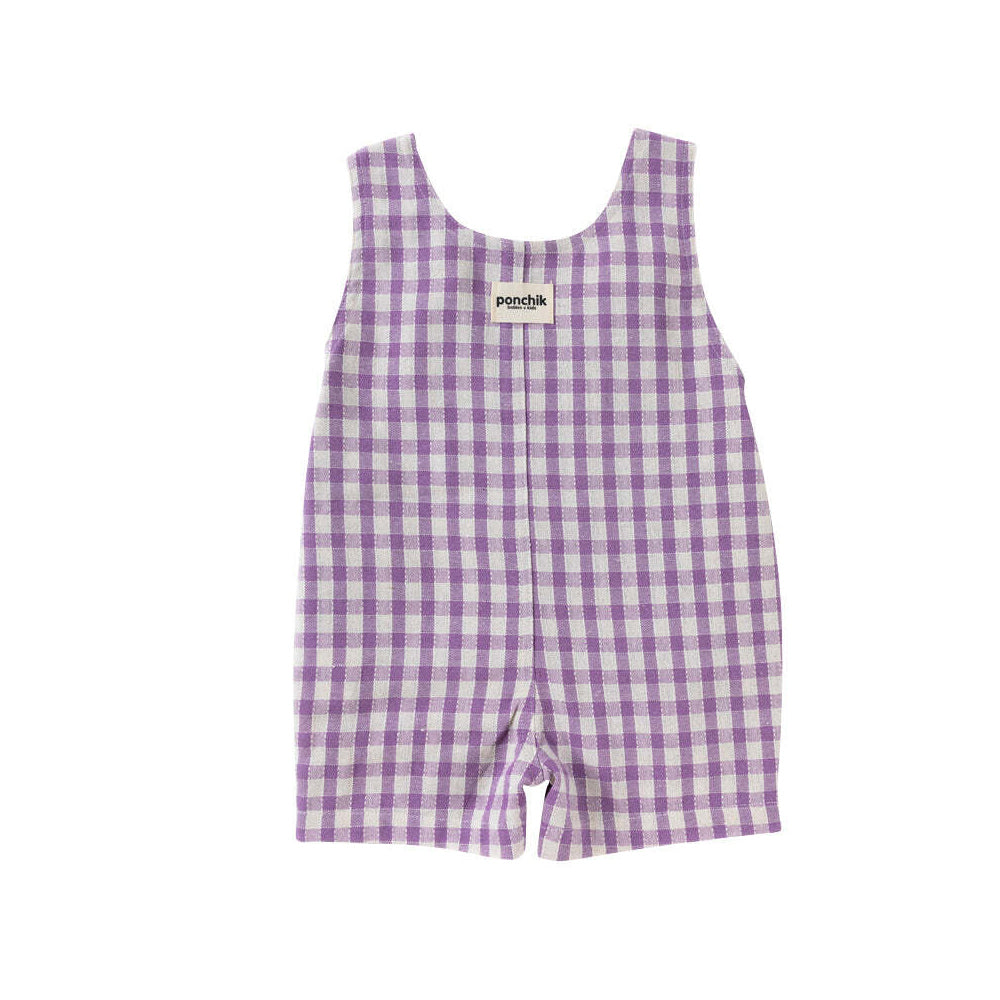 Ponchik Cotton Dungaree Overalls Lilac Gingham Size 5y