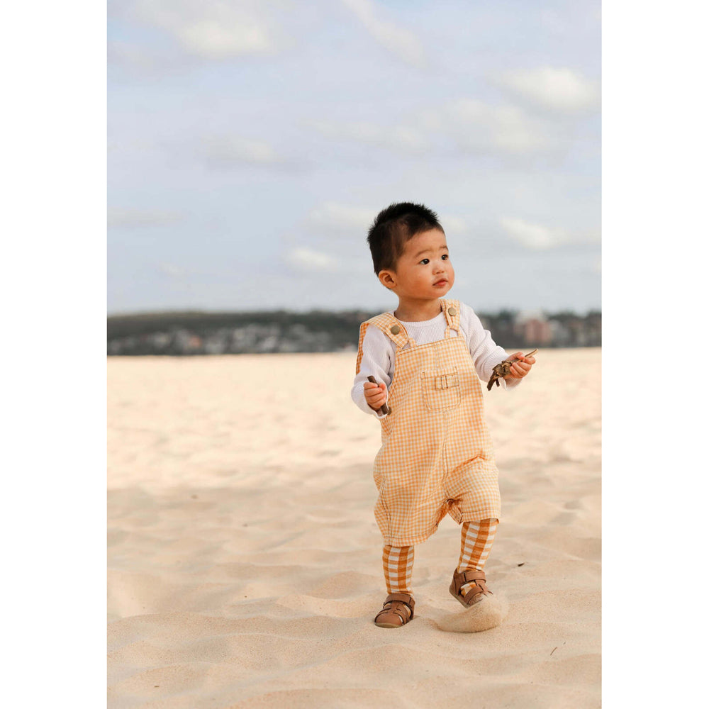 Ponchik Cotton Dungaree Overalls Sunshine Gingham Size 2y