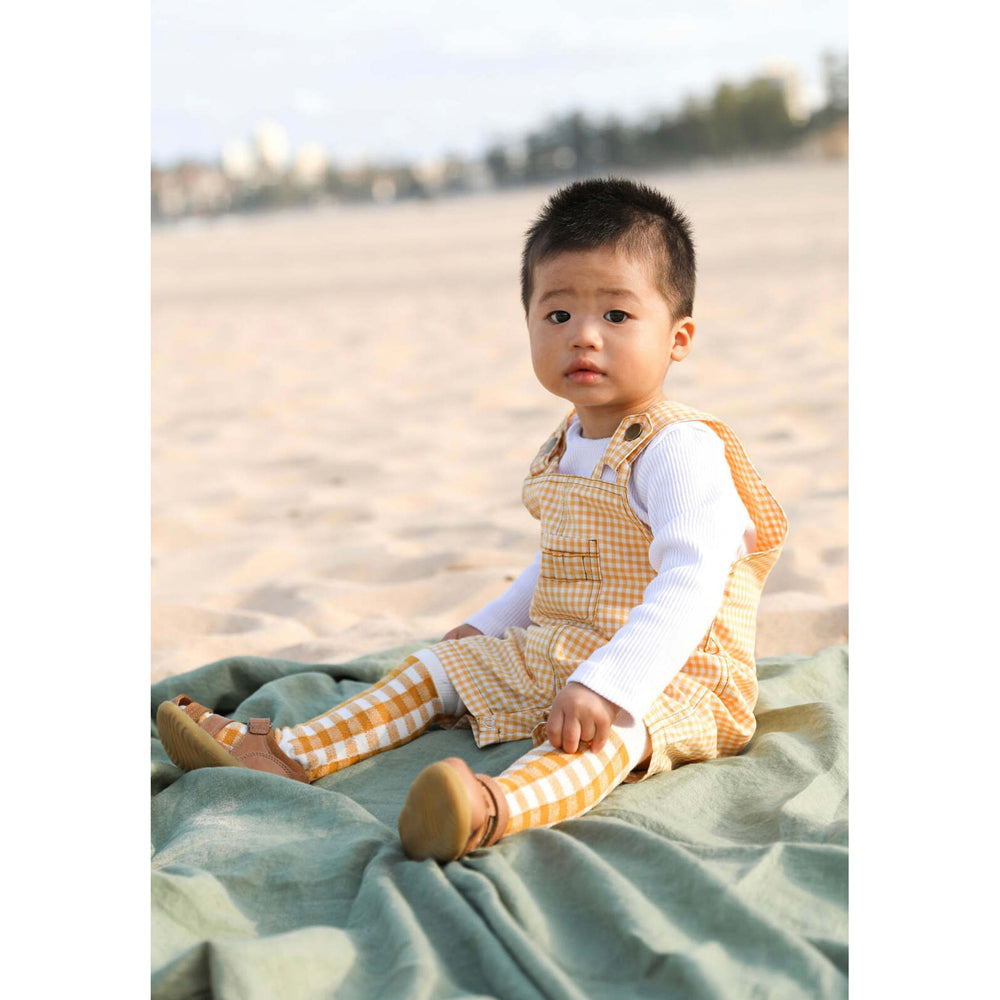 Ponchik Cotton Dungaree Overalls Sunshine Gingham Size 4y