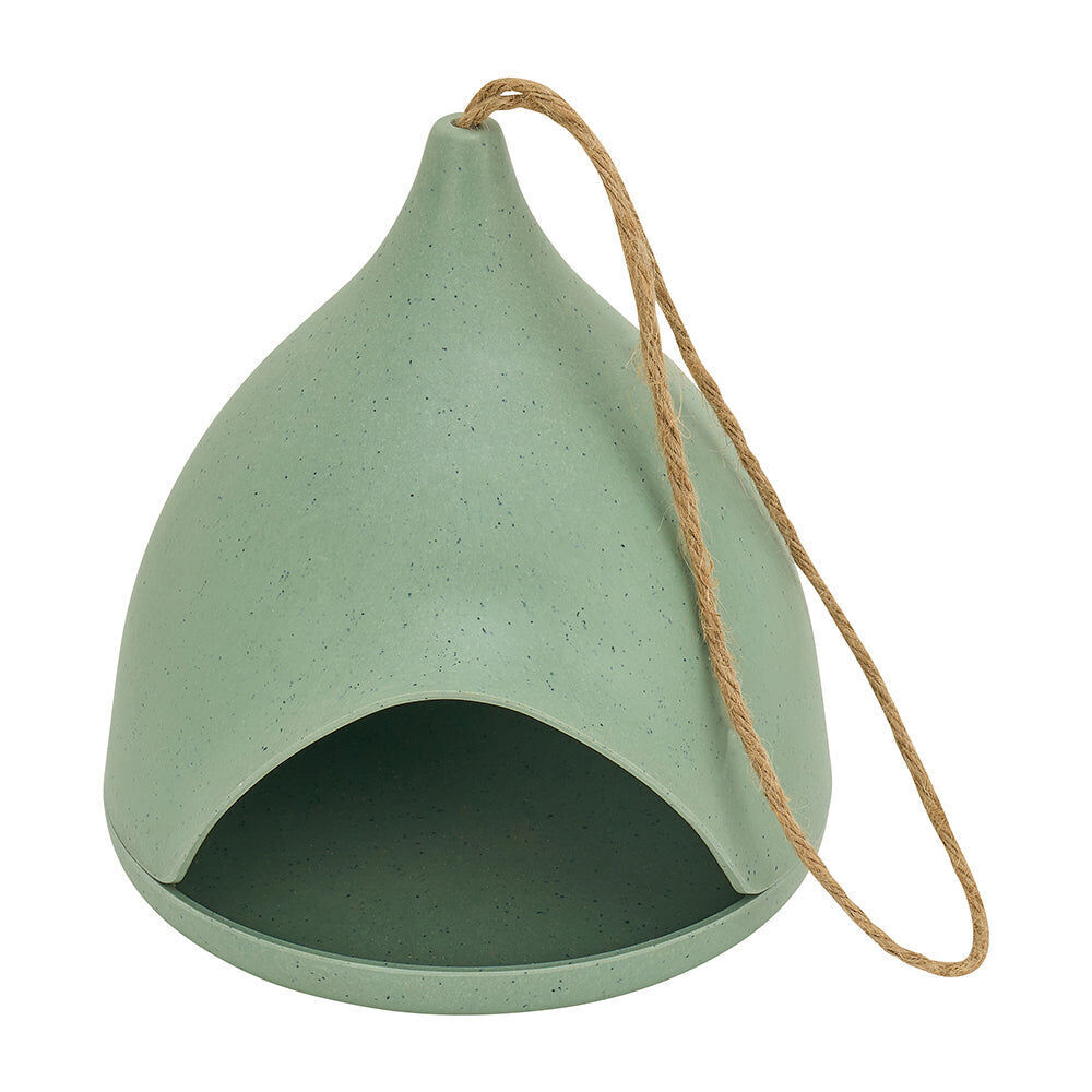 2PK Annabel Trends Bamboo Igloo Bird House Feeder Food Container 21cm Green