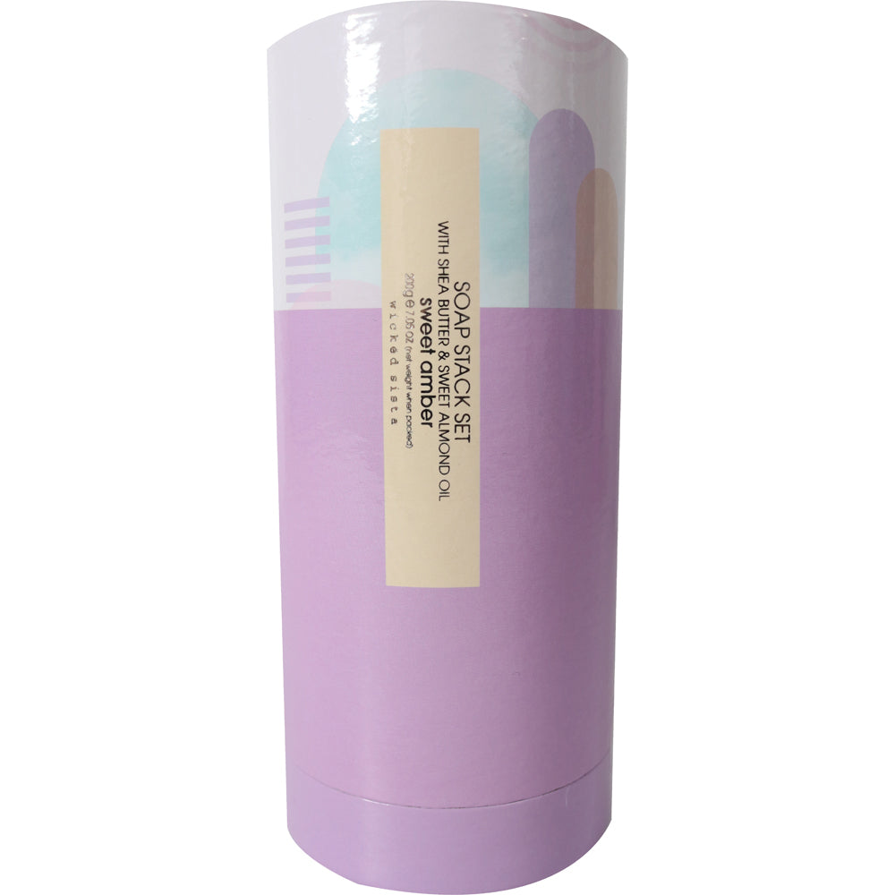 6PK Wicked Sista Soap Stack Set 200g Sweet Amber/Pastel Abstracts