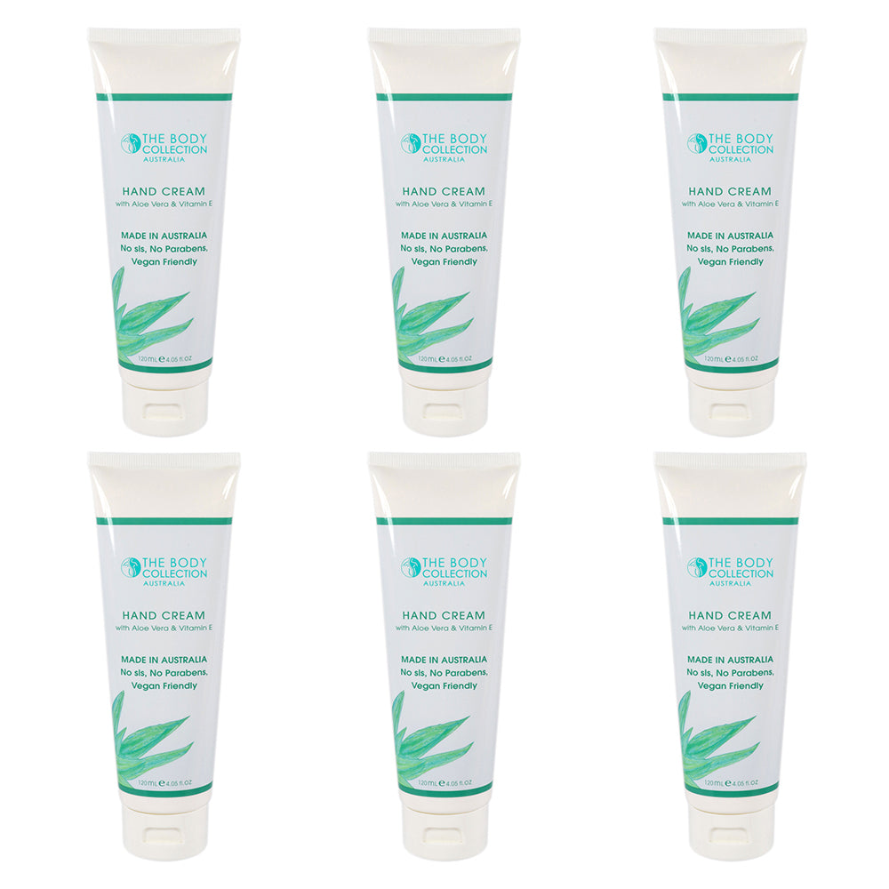 6PK The Body Collection Hand Cream 120ml Tube w/ Aloe Vera & Vitamin E