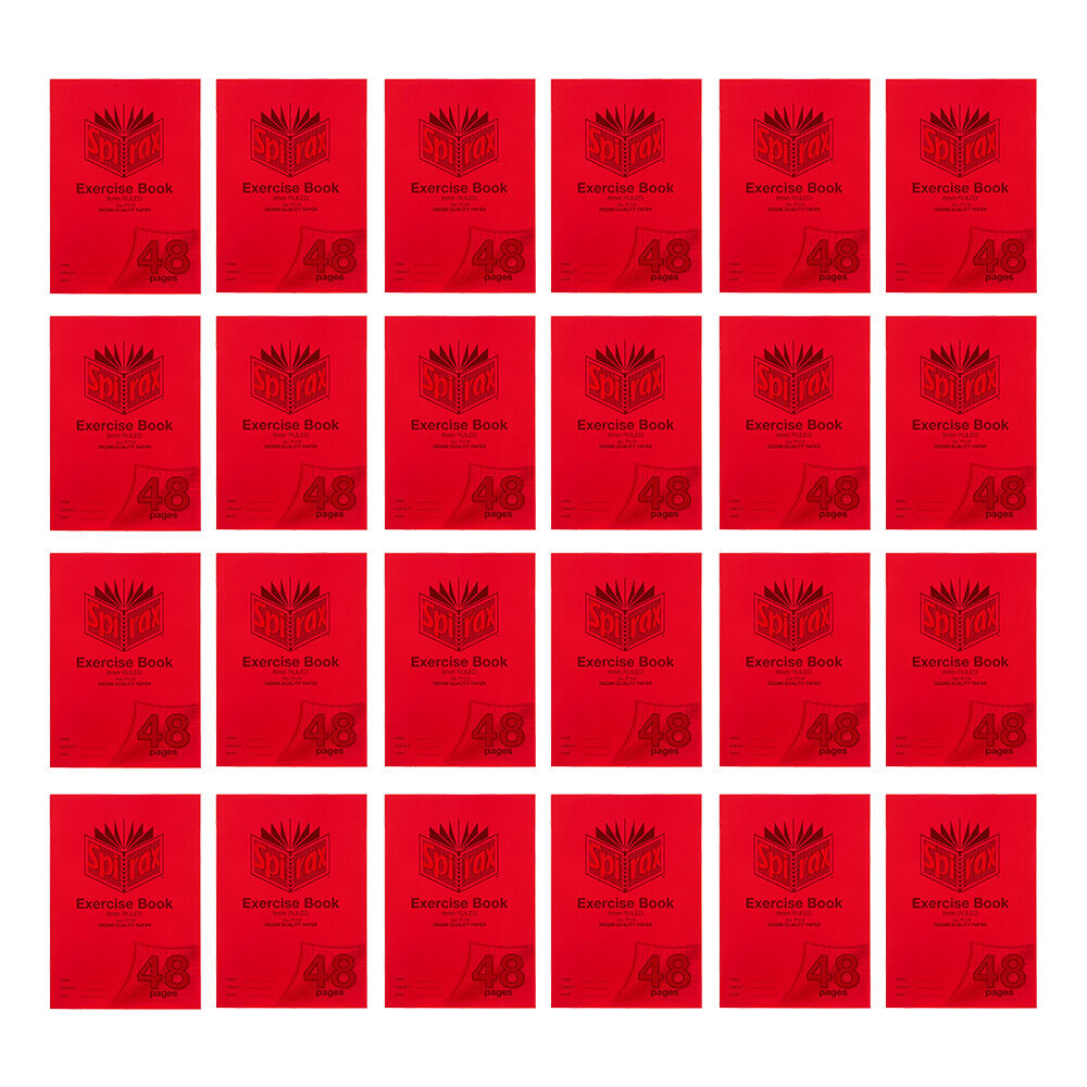 20PK Spirax P100 Protective PP Cover Exercise Book A4 48 Pages 8mm Ruled Red