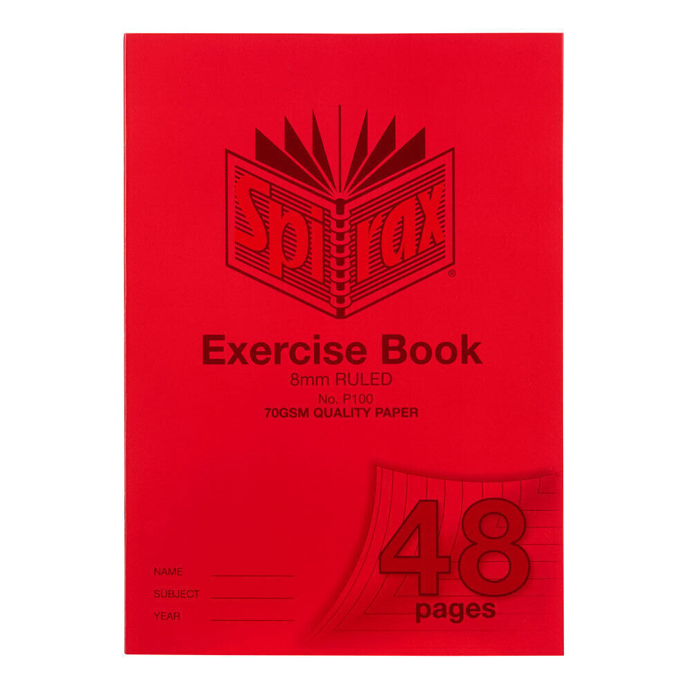 20PK Spirax P100 Protective PP Cover Exercise Book A4 48 Pages 8mm Ruled Red
